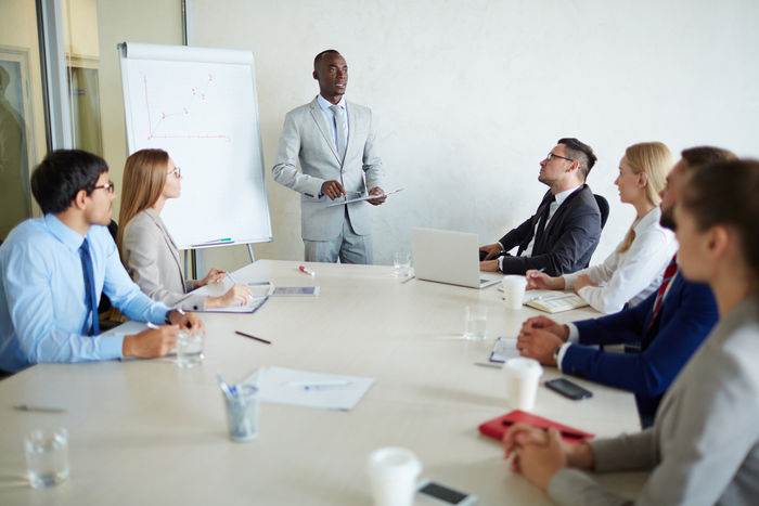 Young managers attenting qualification course